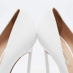 Pre Owned Casadei White Leather Pointed Toe Pumps Size 39