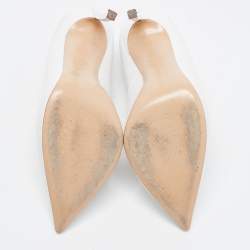 Pre Owned Casadei White Leather Pointed Toe Pumps Size 39