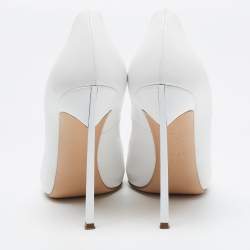 Pre Owned Casadei White Leather Pointed Toe Pumps Size 39