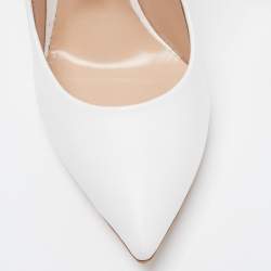 Pre Owned Casadei White Leather Pointed Toe Pumps Size 39