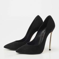 Pre Owned Casadei Black Suede Blade Pumps Size 38