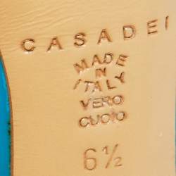 Pre Owned Casadei Blue Patent Leather Tiffany Pointed Toe Pumps Size 36.5