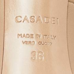 Pre Owned Casadei Beige Leather Pointed Toe Pumps Size 36