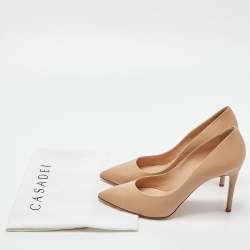 Pre Owned Casadei Beige Leather Pointed Toe Pumps Size 36