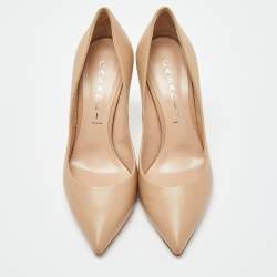 Pre Owned Casadei Beige Leather Pointed Toe Pumps Size 36