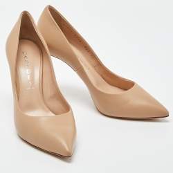Pre Owned Casadei Beige Leather Pointed Toe Pumps Size 36