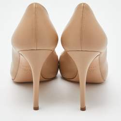 Pre Owned Casadei Beige Leather Pointed Toe Pumps Size 36