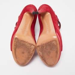 Pre Owned Casadei Burgundy Suede Ankle Strap Sandals Size 41