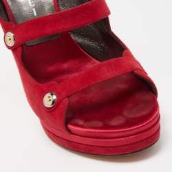 Pre Owned Casadei Burgundy Suede Ankle Strap Sandals Size 41