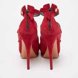 Pre Owned Casadei Burgundy Suede Ankle Strap Sandals Size 41
