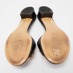 Pre Owned Casadei Black Patent Leather Slide Sandals Size 37