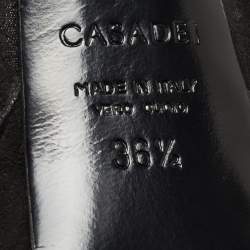 Pre Owned Casadei Black Laminated Suede Pearl Embellished Platform Lace Up Booties Size 36.5