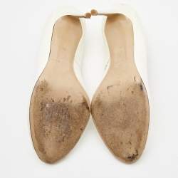 Pre Owned Casadei White Patent Leather Peep Toe Pumps Size 40