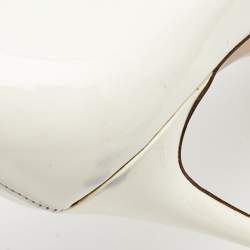 Pre Owned Casadei White Patent Leather Peep Toe Pumps Size 40