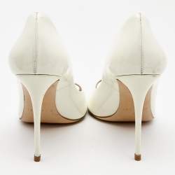 Pre Owned Casadei White Patent Leather Peep Toe Pumps Size 40