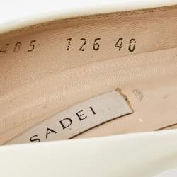 Pre Owned Casadei White Patent Leather Peep Toe Pumps Size 40