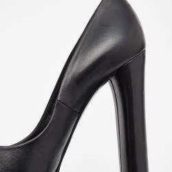 Pre Owned Casadei Black Leather Platform Pumps Size 36.5