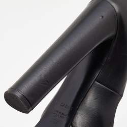 Pre Owned Casadei Black Leather Platform Pumps Size 36.5
