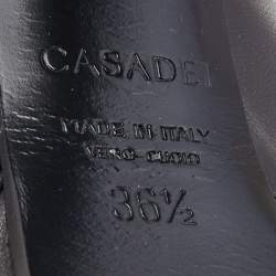 Pre Owned Casadei Black Leather Platform Pumps Size 36.5