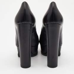Pre Owned Casadei Black Leather Platform Pumps Size 36.5
