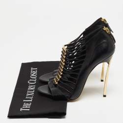 Pre Owned Casadei Black Leather Gladiator Sandals Size 38