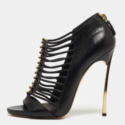 Pre Owned Casadei Black Leather Gladiator Sandals Size 38