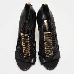 Pre Owned Casadei Black Leather Gladiator Sandals Size 38