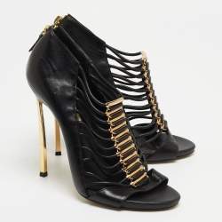 Pre Owned Casadei Black Leather Gladiator Sandals Size 38