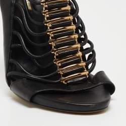 Pre Owned Casadei Black Leather Gladiator Sandals Size 38