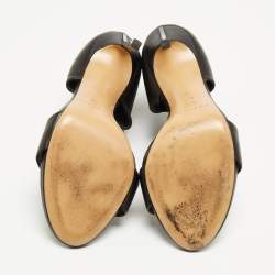 Pre Owned Casadei Black Leather Cutout Detail Sandals Size 39