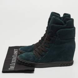 Pre Owned Casadei Teal Suede Lace Up Ankle Boots Size 39