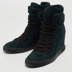 Pre Owned Casadei Teal Suede Lace Up Ankle Boots Size 39