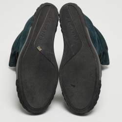 Pre Owned Casadei Teal Suede Lace Up Ankle Boots Size 39