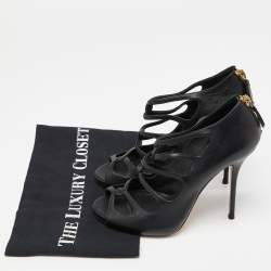 Casadei Black Leather Cutout Sandals Size 37