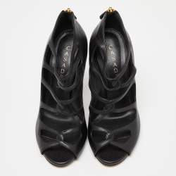 Casadei Black Leather Cutout Sandals Size 37