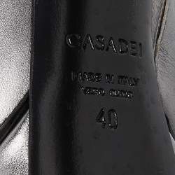 Pre Owned Casadei Metallic Silver Leather Ankle Boots Size 40