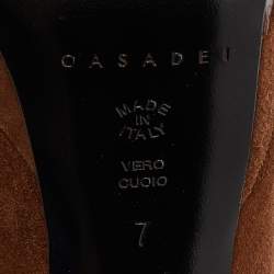 Pre Owned Casadei Brown Suede Platform Loafer Pumps Size 37