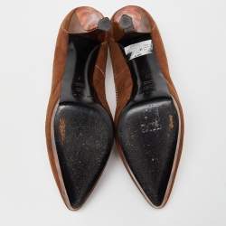 Pre Owned Casadei Brown Suede Platform Loafer Pumps Size 37