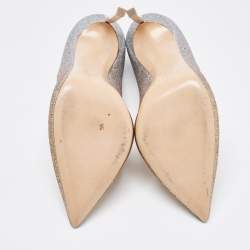 Pre Owned Casadei Gold/Silver Ombre Glitter Leather Blade Pumps Size 38