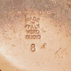 Pre Owned Casadei Beige Embossed Python Platform T-Strap Sandals Size 38