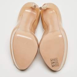 Pre Owned Casadei Beige Patent Leather Peep Toe Platform Pumps Size 37