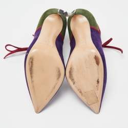 Pre Owned Casadei Tricolor Suede Blade Ankle Tie Pumps Size 36