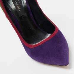 Pre Owned Casadei Tricolor Suede Blade Ankle Tie Pumps Size 36