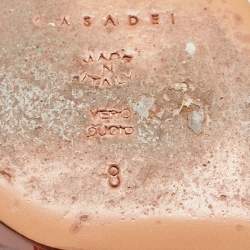 Pre Owned Casadei Orange Patent Leather Ankle Strap Sandals Size 38