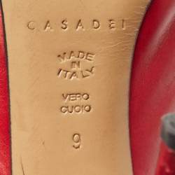 Casadei Red Suede Platform Slip On Ankle Booties Size 39