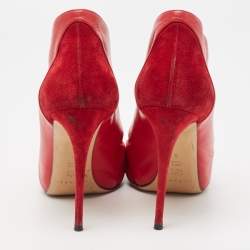 Casadei Red Suede Platform Slip On Ankle Booties Size 39