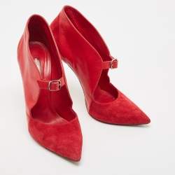 Casadei Red Suede Platform Slip On Ankle Booties Size 39