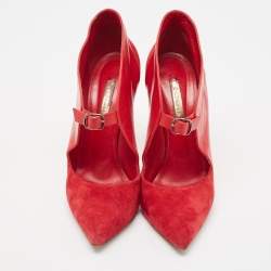 Casadei Red Suede Platform Slip On Ankle Booties Size 39