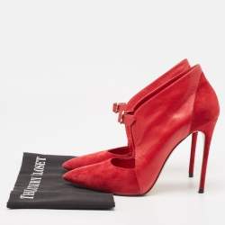 Casadei Red Suede Platform Slip On Ankle Booties Size 39