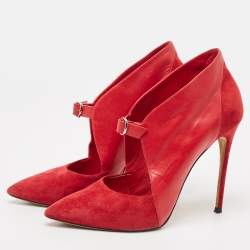 Casadei Red Suede Platform Slip On Ankle Booties Size 39